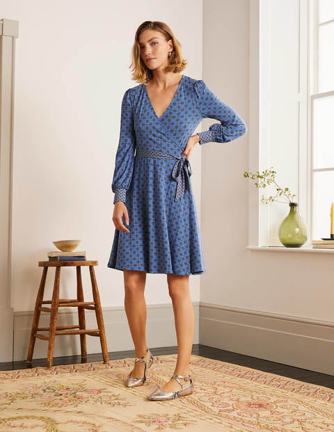 Edie Jersey Wrap Dress - Asphalt, Nautical Knot Edie Jersey Wrap Dress - Asphalt, Nautical Knot