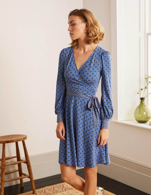 Edie Jersey Wrap Dress - Asphalt, Nautical Knot Edie Jersey Wrap Dress - Asphalt, Nautical Knot