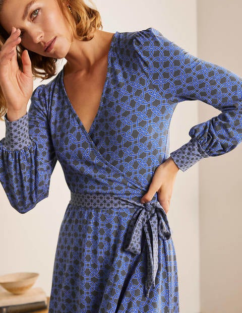 Edie Jersey Wrap Dress - Asphalt, Nautical Knot Edie Jersey Wrap Dress - Asphalt, Nautical Knot