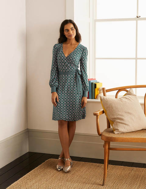 Edie Jersey Wrap Dress - Palm Leaf, Nautical Knot Edie Jersey Wrap Dress - Palm Leaf, Nautical Knot