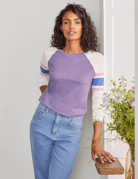 Lorna Baseball Jersey Tee - Pink/ Blue Stripe Lorna Baseball Jersey Tee - Pink/ Blue Stripe
