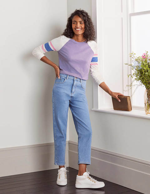 Lorna Baseball Jersey Tee - Pink/ Blue Stripe Lorna Baseball Jersey Tee - Pink/ Blue Stripe