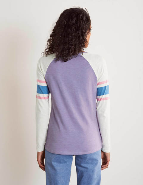 Lorna Baseball Jersey Tee - Pink/ Blue Stripe Lorna Baseball Jersey Tee - Pink/ Blue Stripe