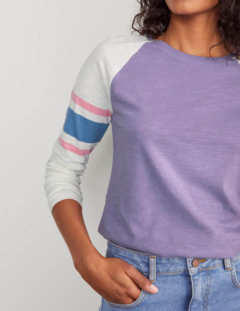 Lorna Baseball Jersey Tee - Pink/ Blue Stripe Lorna Baseball Jersey Tee - Pink/ Blue Stripe