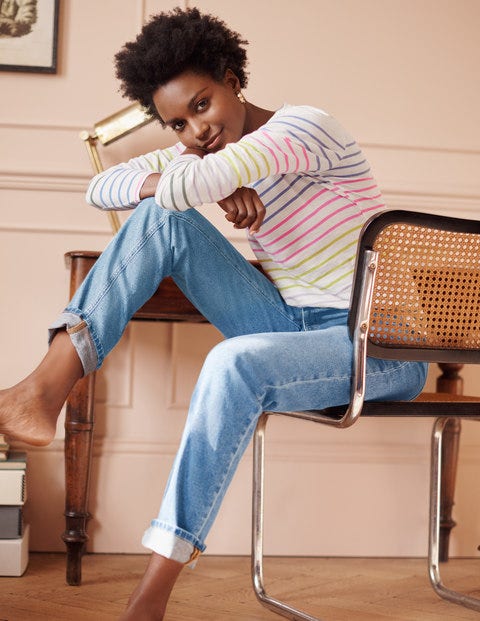 Lorna Baseball Jersey Tee - Rainbow Multi Stripe Lorna Baseball Jersey Tee - Rainbow Multi Stripe