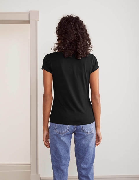 Supersoft Ruched V-neck Tee - Black Supersoft Ruched V-neck Tee - Black
