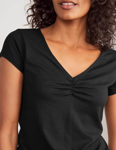 Supersoft Ruched V-neck Tee - Black Supersoft Ruched V-neck Tee - Black