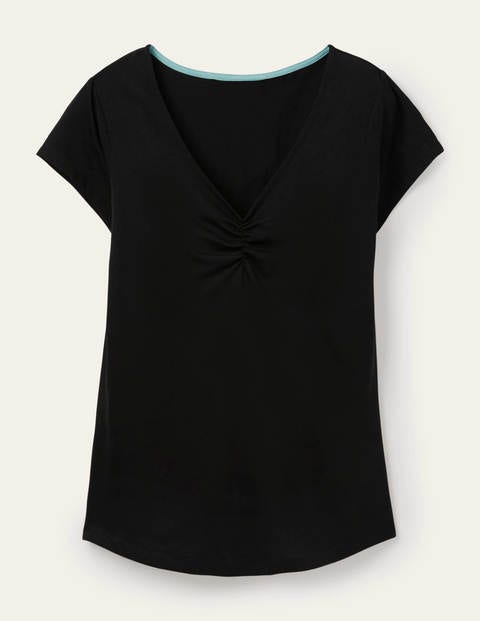 Supersoft Ruched V-neck Tee - Black Supersoft Ruched V-neck Tee - Black