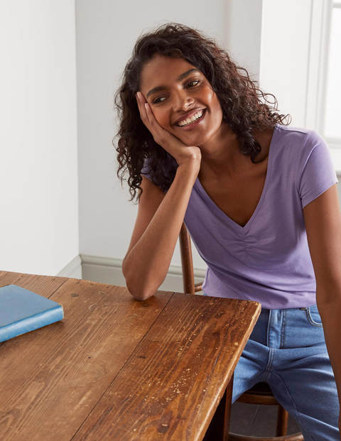 Supersoft Ruched V-neck Tee - Cool Violet Supersoft Ruched V-neck Tee - Cool Violet