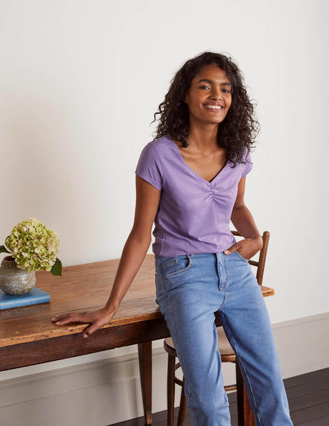 Supersoft Ruched V-neck Tee - Cool Violet Supersoft Ruched V-neck Tee - Cool Violet