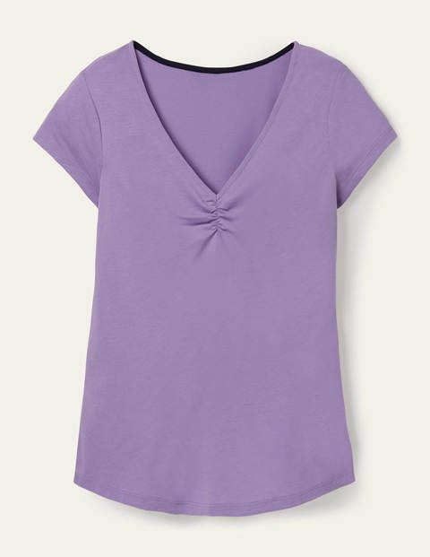Supersoft Ruched V-neck Tee - Cool Violet Supersoft Ruched V-neck Tee - Cool Violet