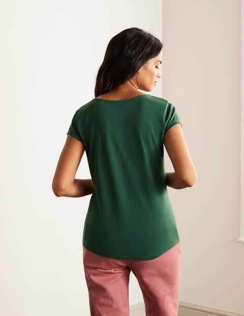 Superweiches T-Shirt mit gerafftem V-Ausschnitt - Palmblattgrün Superweiches T-Shirt mit gerafftem V-Ausschnitt - Palmblattgrün
