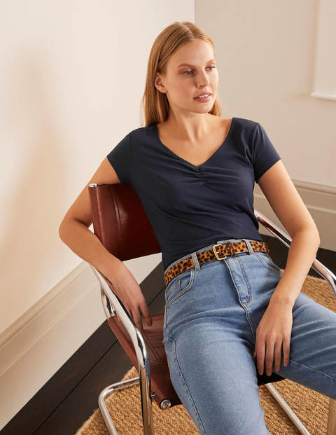 Supersoft Ruched V-neck Tee - Navy Supersoft Ruched V-neck Tee - Navy