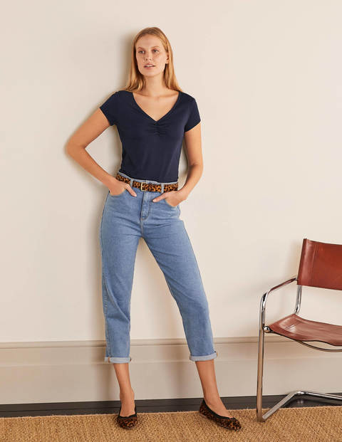 Supersoft Ruched V-neck Tee - Navy Supersoft Ruched V-neck Tee - Navy