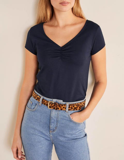 Supersoft Ruched V-neck Tee - Navy Supersoft Ruched V-neck Tee - Navy