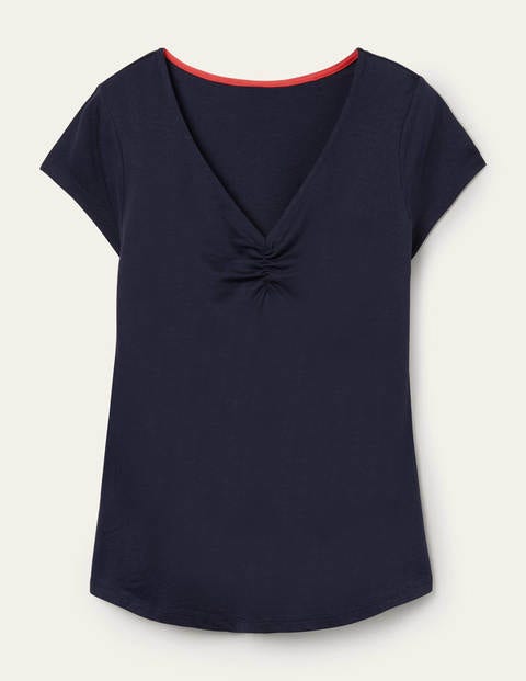 Supersoft Ruched V-neck Tee - Navy Supersoft Ruched V-neck Tee - Navy