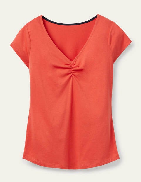 Supersoft Ruched V-neck Tee - Cherry Red Supersoft Ruched V-neck Tee - Cherry Red
