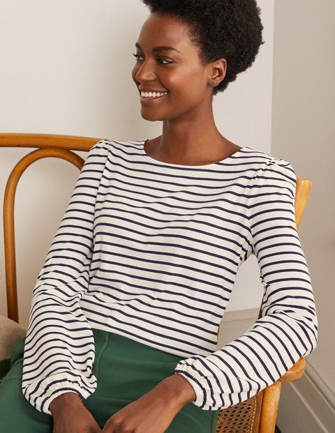 Superweiches langärmliges Oberteil - Naturweiß/Navy Superweiches langärmliges Oberteil - Naturweiß/Navy