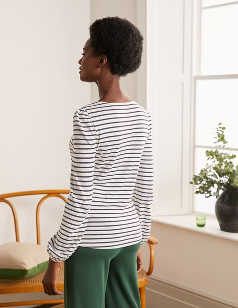 Superweiches langärmliges Oberteil - Naturweiß/Navy Superweiches langärmliges Oberteil - Naturweiß/Navy
