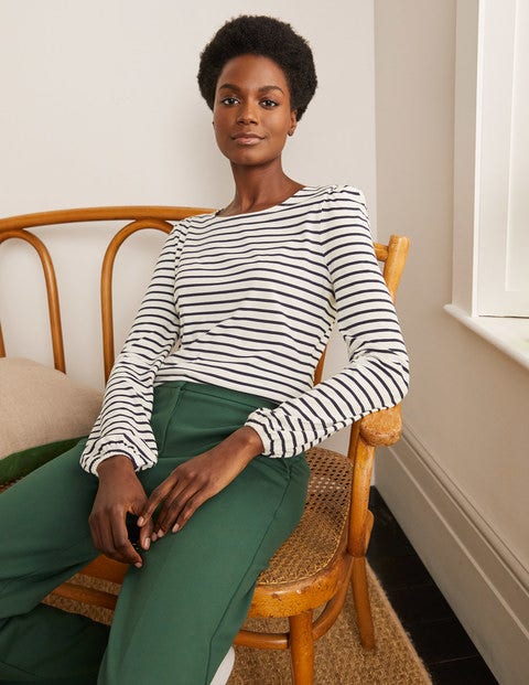 Supersoft Long Sleeve Tee - Ivory/ Navy Supersoft Long Sleeve Tee - Ivory/ Navy