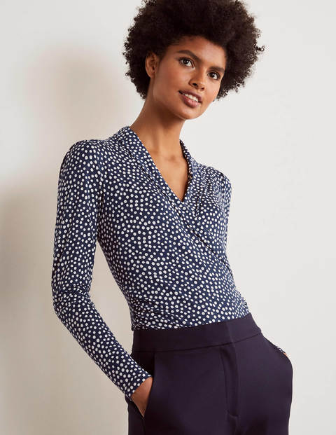 Lara Wrap Top - Navy, Painted Dot Lara Wrap Top - Navy, Painted Dot
