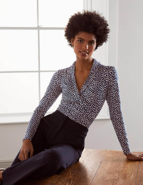 Lara Wrap Top - Navy, Painted Dot Lara Wrap Top - Navy, Painted Dot