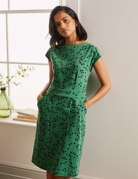 Florrie Jersey Dress - Green, Floral Flutter Florrie Jersey Dress - Green, Floral Flutter