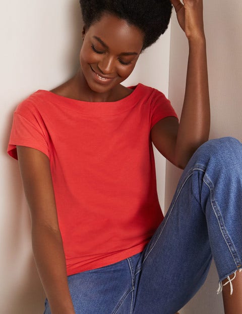 Supersoft Slash Neck Tee - Cherry Red Supersoft Slash Neck Tee - Cherry Red