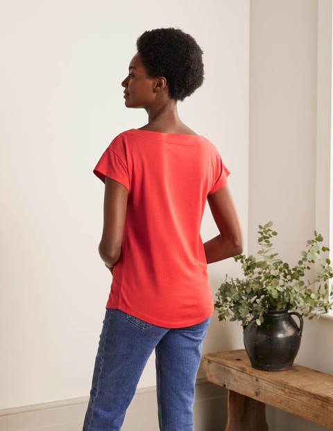 Supersoft Slash Neck Tee - Cherry Red Supersoft Slash Neck Tee - Cherry Red