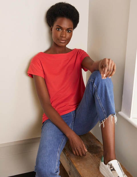 Supersoft Slash Neck Tee - Cherry Red Supersoft Slash Neck Tee - Cherry Red