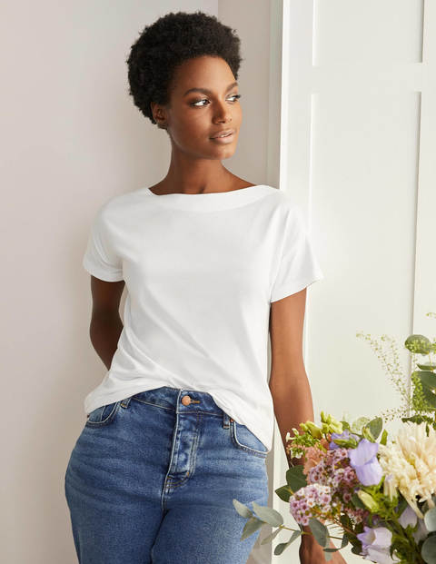Supersoft Slash Neck Tee - White Supersoft Slash Neck Tee - White