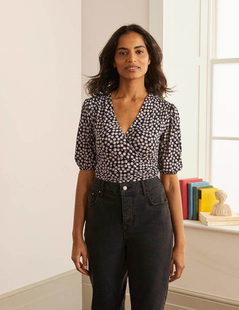 Joanna Wrap Top - Black, Bubbles Joanna Wrap Top - Black, Bubbles