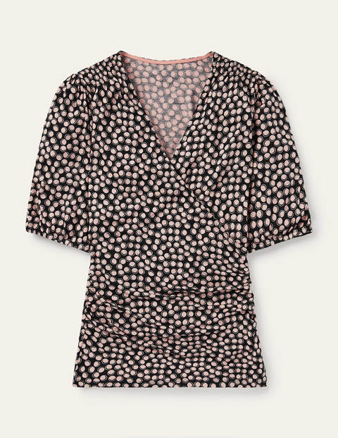Joanna Wrap Top - Black, Bubbles Joanna Wrap Top - Black, Bubbles
