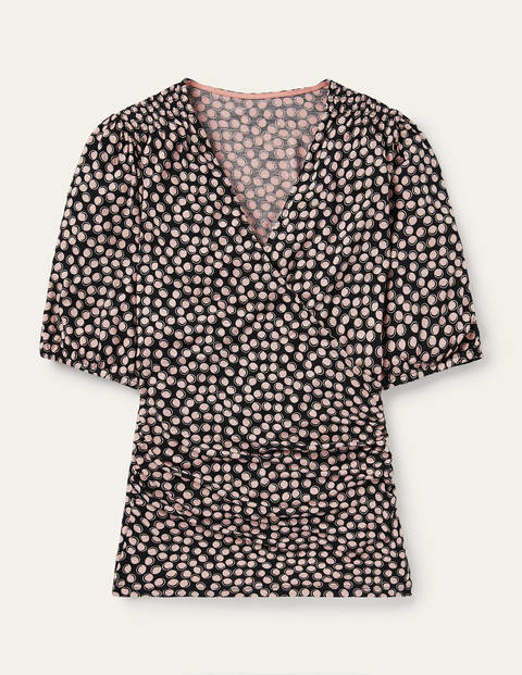 Joanna Wrap Top - Black, Bubbles Joanna Wrap Top - Black, Bubbles