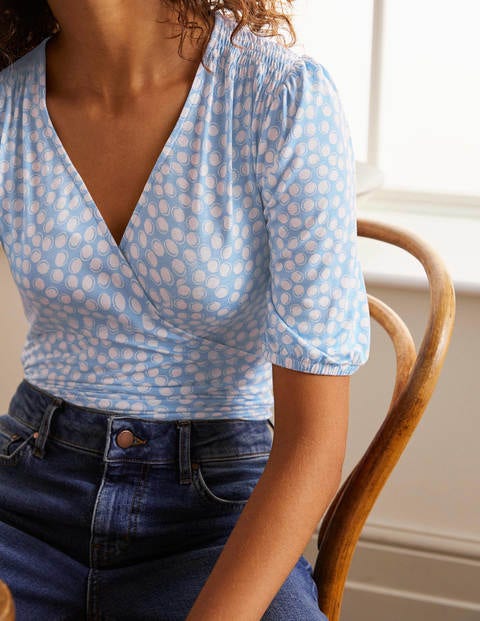 Joanna Wrap Top - Hazy Blue, Bubbles Joanna Wrap Top - Hazy Blue, Bubbles