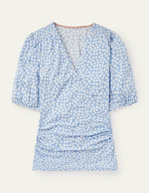 Joanna Wrap Top - Hazy Blue, Bubbles Joanna Wrap Top - Hazy Blue, Bubbles