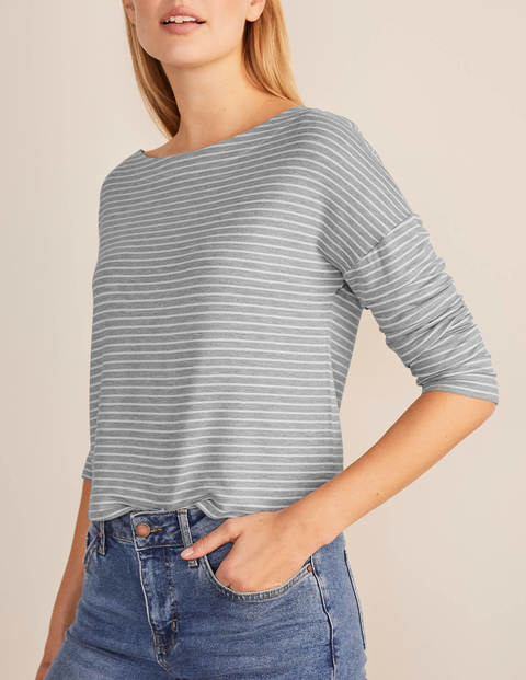 Katrina Jersey-Shirt - Grau Meliert/Naturweiß Katrina Jersey-Shirt - Grau Meliert/Naturweiß