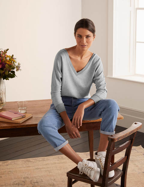 Top col V Jocelyn en jersey - Gris chiné Top col V Jocelyn en jersey - Gris chiné