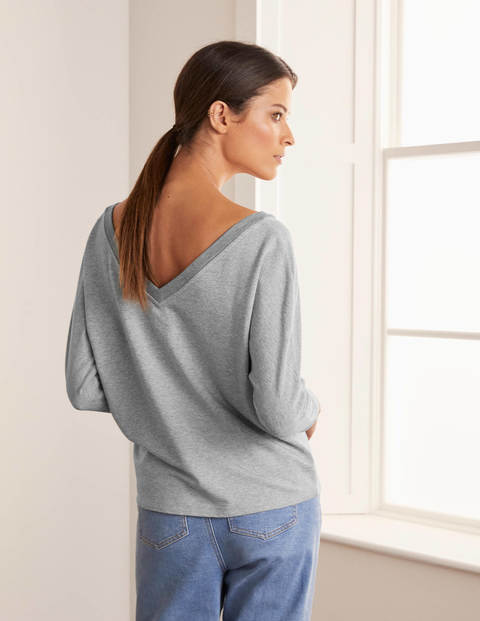 Top col V Jocelyn en jersey - Gris chiné Top col V Jocelyn en jersey - Gris chiné