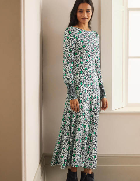 Naomi Smocked Jersey Dress - Navy, Floral Pop Naomi Smocked Jersey Dress - Navy, Floral Pop
