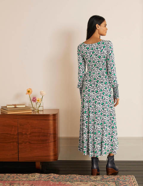 Naomi Smocked Jersey Dress - Navy, Floral Pop Naomi Smocked Jersey Dress - Navy, Floral Pop