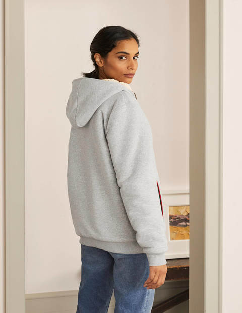 Kapuzenjacke mit Teddyfutter - Grau Meliert Kapuzenjacke mit Teddyfutter - Grau Meliert