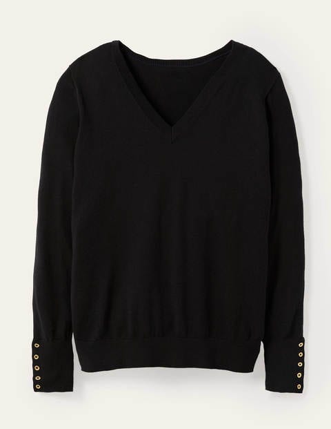 Pull col V Eldon en coton - Noir Pull col V Eldon en coton - Noir