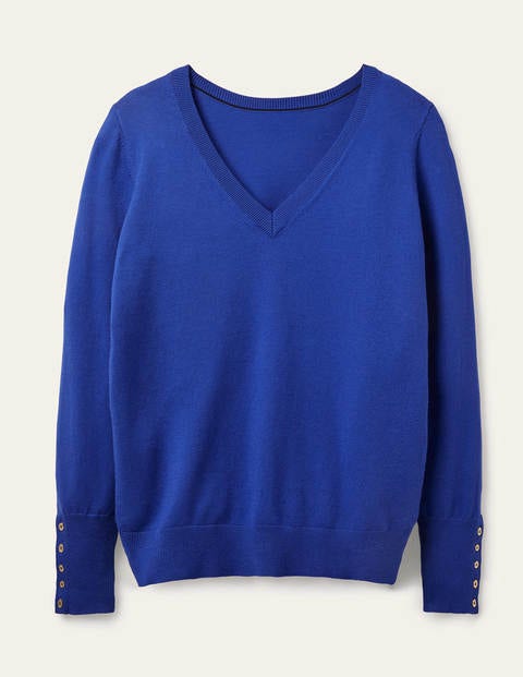 Eldon Cotton V-neck Jumper - Cobalt Eldon Cotton V-neck Jumper - Cobalt
