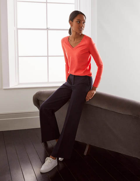 Pull col V Eldon en coton - Rouge cerise Pull col V Eldon en coton - Rouge cerise