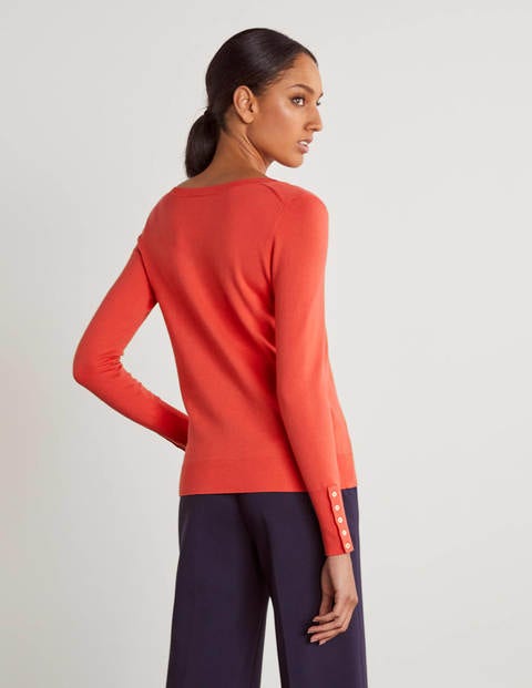 Pull col V Eldon en coton - Rouge cerise Pull col V Eldon en coton - Rouge cerise