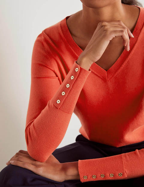 Pull col V Eldon en coton - Rouge cerise Pull col V Eldon en coton - Rouge cerise