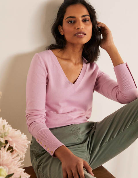 Eldon Cotton V-neck Jumper - Soft Peony Eldon Cotton V-neck Jumper - Soft Peony