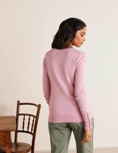 Eldon Cotton V-neck Jumper - Soft Peony Eldon Cotton V-neck Jumper - Soft Peony