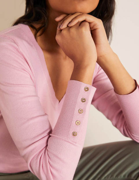 Eldon Cotton V-neck Jumper - Soft Peony Eldon Cotton V-neck Jumper - Soft Peony